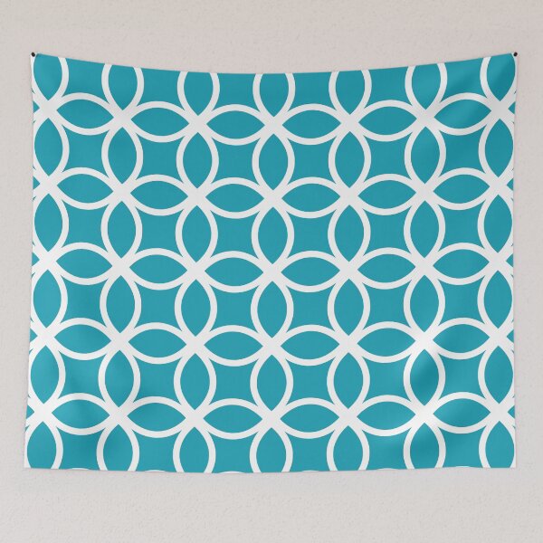 Item preview, Turquoise background white art deco pattern designed and sold by Brontorino.