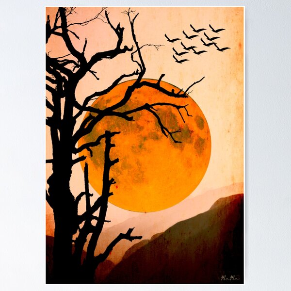 Item preview, Tree orange moon mama art designed and sold by MariaMataArt.