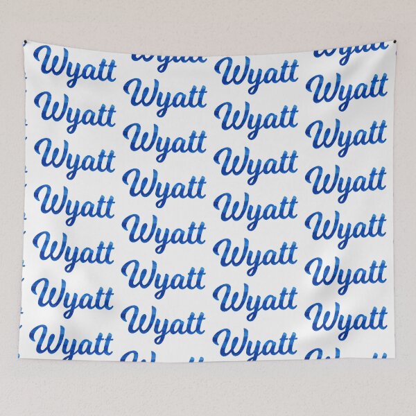 Item preview, Wyatt boys name blue watercolor design designed and sold by ComicKitsch.