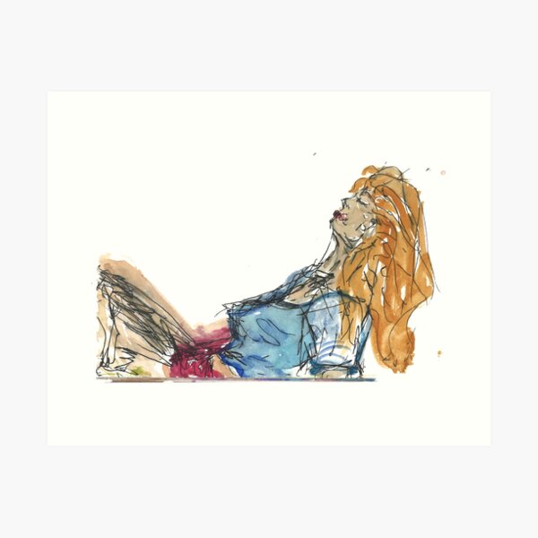 Woman laying down painting Art Print