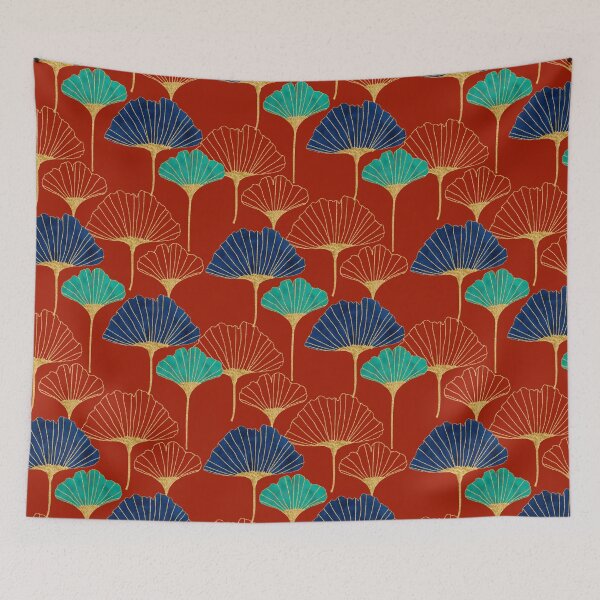 Item preview, Gingko Biloba Leaves Abstract Pattern (Red Background) designed and sold by Octavia Soldani.