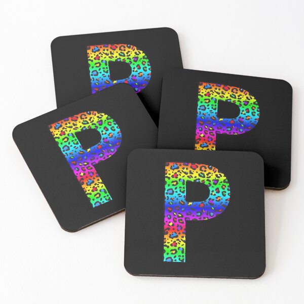 Item preview, The Letter P - Monogram in Dark Rainbow Leopard Print designed and sold by Bumblefuzzies.