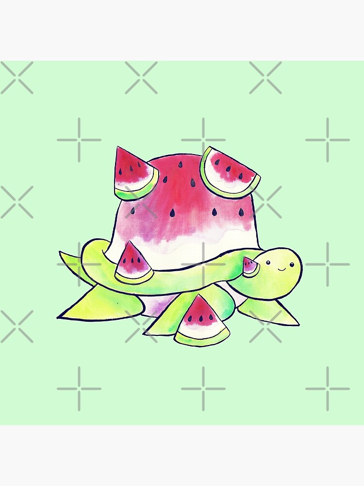 "Watermelon Turtle Watercolor" Throw Pillow for Sale by SaradaBoru