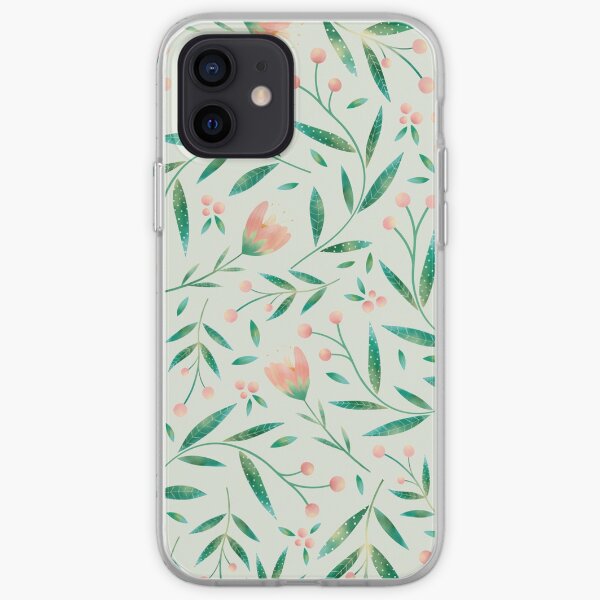 Flores, berries y Hojas - Colección "Pajaritos" Funda blanda para iPhone