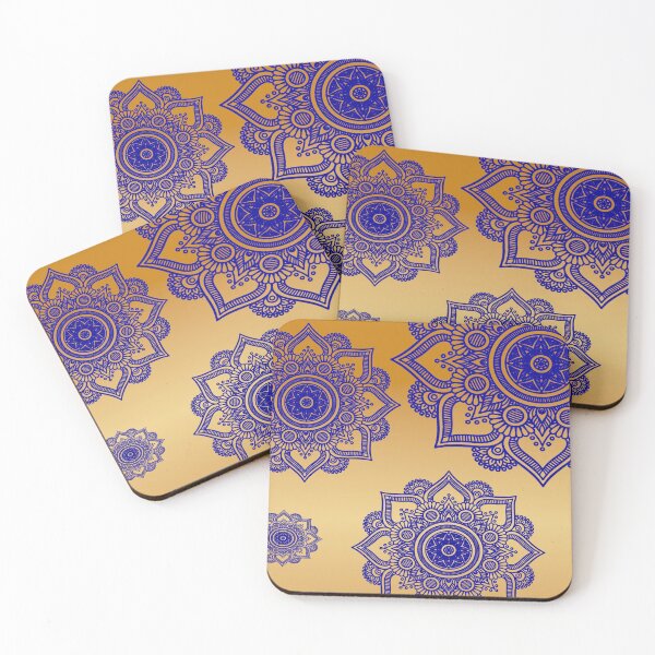 Item preview, Emotional Healing Blue and Gold Mandala Flower II designed and sold by Julie Pickering.