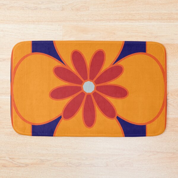 Item preview, Beautiful floral tile design, red and orange on rich dark blue designed and sold by Susan Marie Williams.