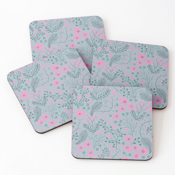 Item preview, PINK FLORAL PATTERN - LIGHT GREY designed and sold by Stylishboutique.