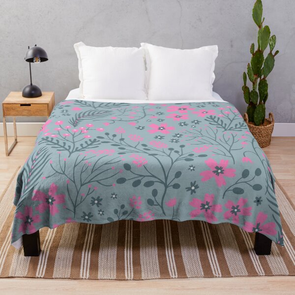 Item preview, PINK FLORAL PATTERN - LIGHT GREY designed and sold by Stylishboutique.