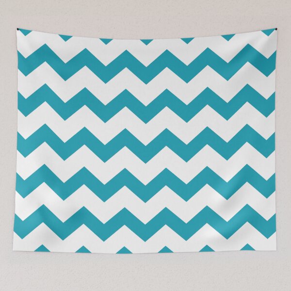 Item preview, Turquoise background with white geometric zig zag pattern designed and sold by Brontorino.
