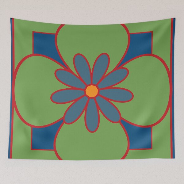 Item preview, Beautiful floral tile design, gentle green, red and dusty blue designed and sold by Susan Marie Williams.