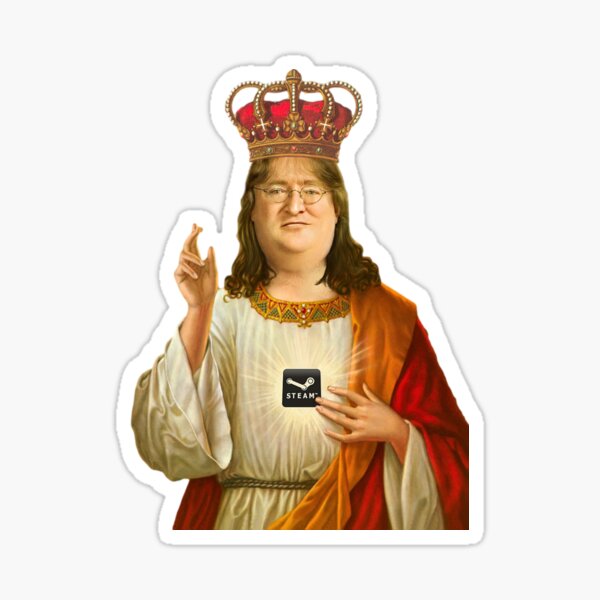 Lord and Savior Gabe Newell Sticker