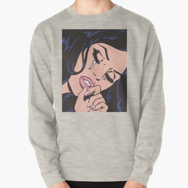 Black Hair Crying Comic Girl Pullover Sweatshirt