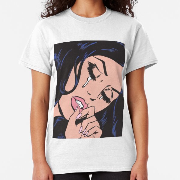 Black Hair Crying Comic Girl Classic T-Shirt