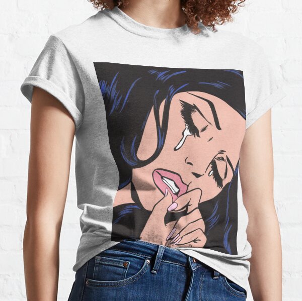 Black Hair Crying Comic Girl Classic T-Shirt