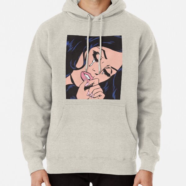 Schwarzes Haar, das Comic-Mädchen weint Hoodie