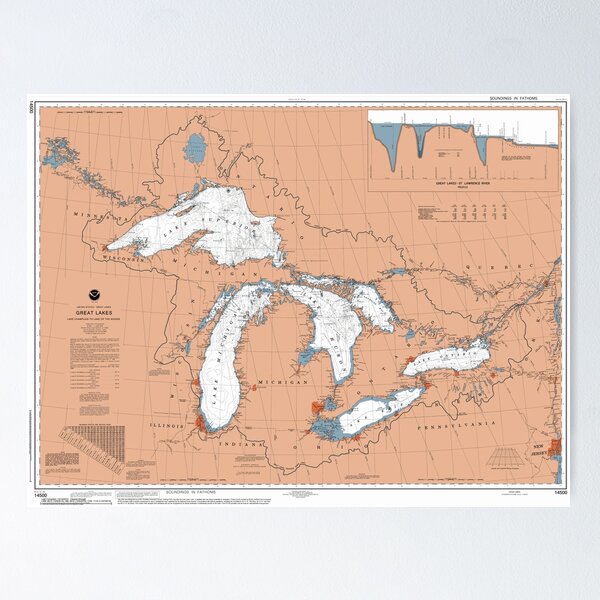 Item preview, Great Lakes Map designed and sold by parmarmedia.