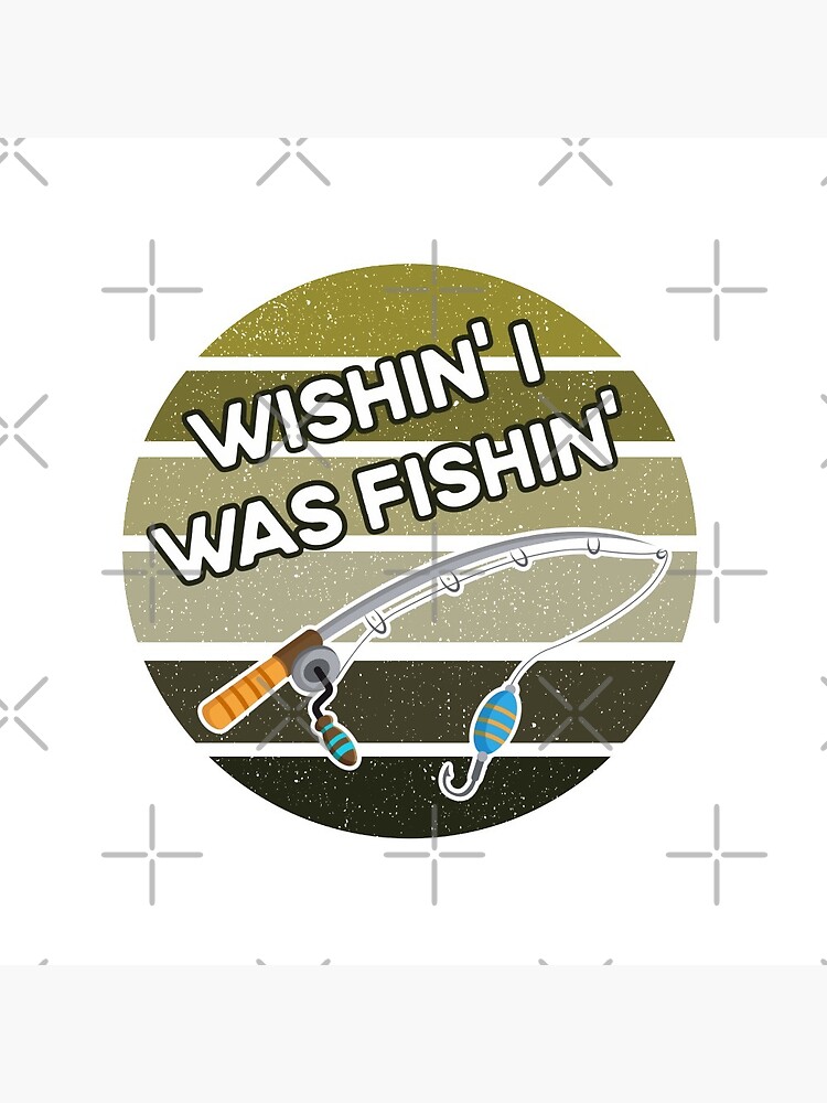 Retro Sunset Fishing Rod And Fish Hook | Pin