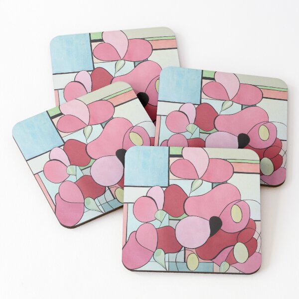 Item preview, Poppy, modern, geometric design in soft pastel, red, pink, green, blue designed and sold by SharonCoxArt65.