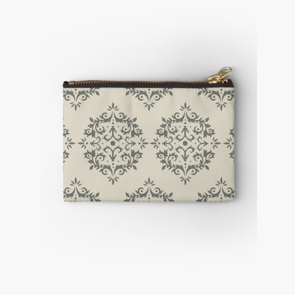Item preview, Moody Green Neutral Buff Tan Damask Scroll Pattern 2021 Color of the Year Contemplative & Bleached Pebble designed and sold by ColorOfTheYears.