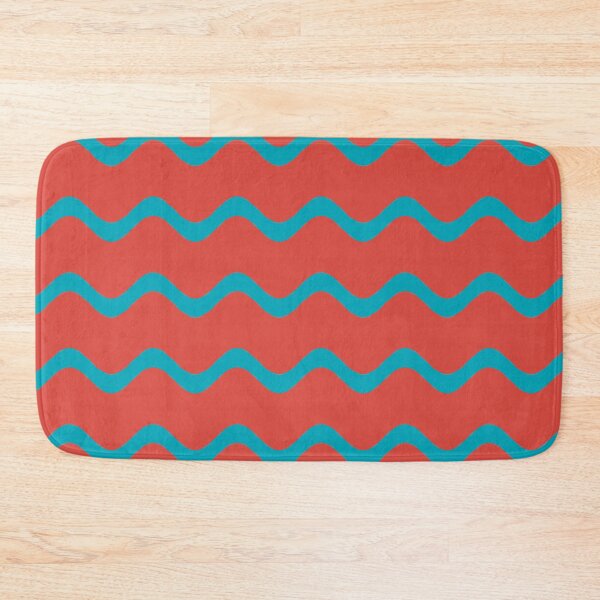 Item preview, Teal and Red Wavy Horizontal Stripe Pattern 2021 Color of the Year AI Aqua and Oxy Fire designed and sold by ColorOfTheYears.