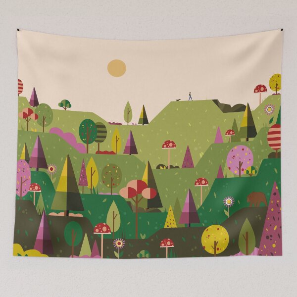 Item preview, Mushroom - Landscape illustration with mountains designed and sold by ArtTony.
