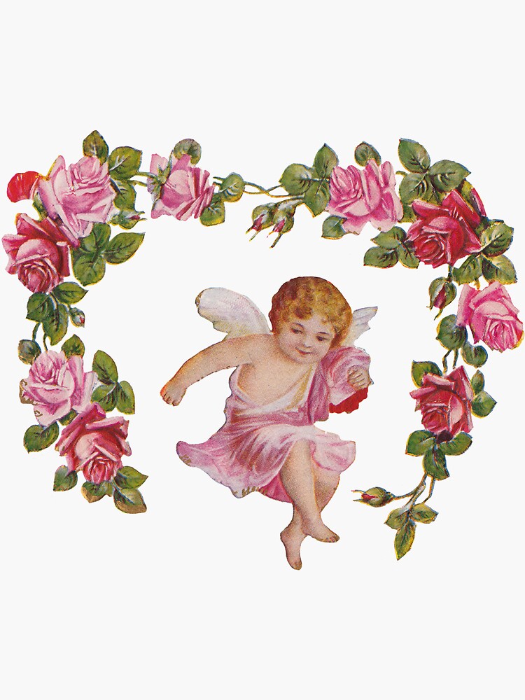 Pink Floral Cherub Angel Sticker For Sale By Cindyfordyce Redbubble 3459