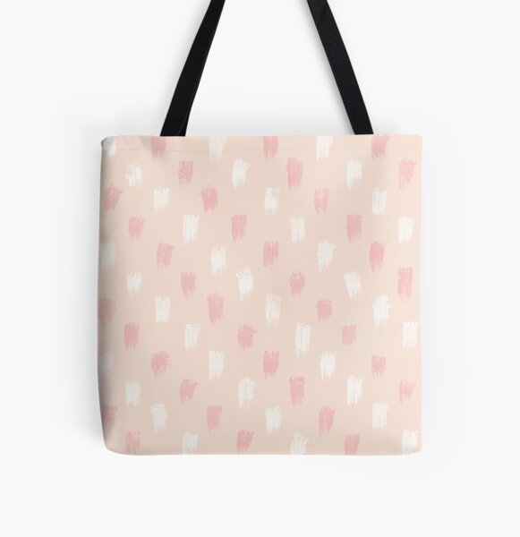 Blush Scandi dot stripes All Over Print Tote Bag