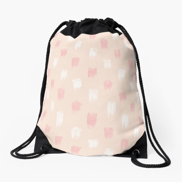 Blush Scandi dot stripes Drawstring Bag