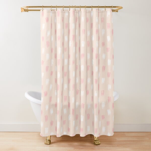 Blush Scandi dot stripes Shower Curtain