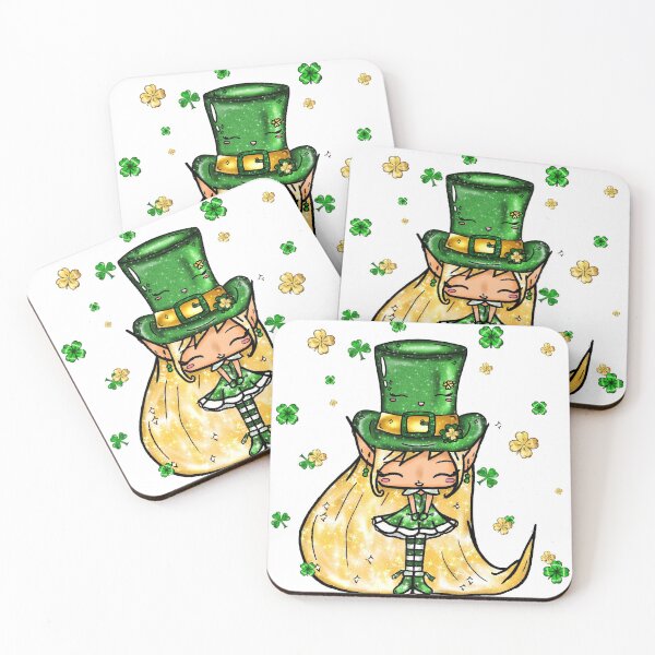 Item preview, St Patrick Day Chibi Elf Leprechaun Green Blonde Clover Luck designed and sold by Jolly-Yosei.
