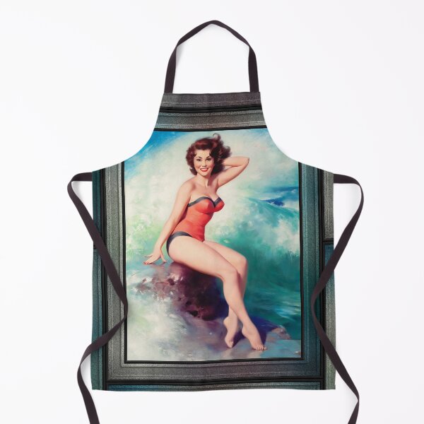 Item preview, Pin-up Girl Posing By The Surf by Bill Medcalf Vintage Pin-Up Girl Art designed and sold by Xzendor7 Digital Art Creations.
