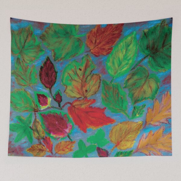 Item preview, leaves painting pastel technique designed and sold by pineappledizajn.