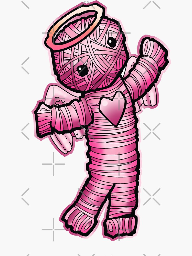 "here to steal hearts, cute pink yarn doll angel" Sticker by weilertsen