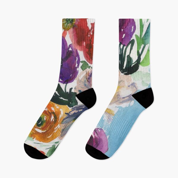 Item preview, colorful flowers in blue designed and sold by kosarandrea.