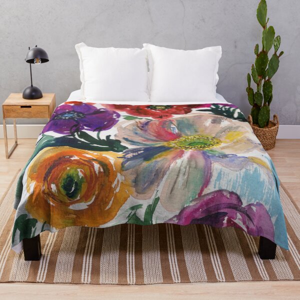 Item preview, colorful flowers in blue designed and sold by kosarandrea.