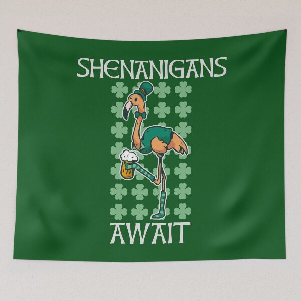 Item preview, Shenanigans Await a St Patricks Day flamingo designed and sold by Frosty1489.