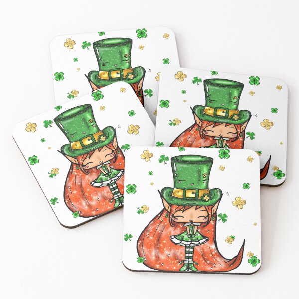 Item preview, St Patrick Day Chibi Elf Leprechaun Green Redhead Clover Luck designed and sold by Jolly-Yosei.