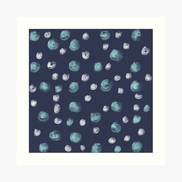 Blue Scandi Paint dots Art Print