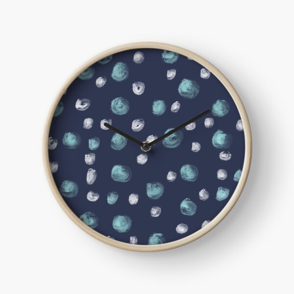 Blue Scandi Paint dots Clock