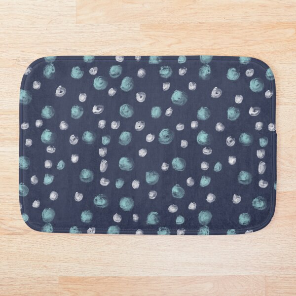 Blue Scandi Paint dots Bath Mat