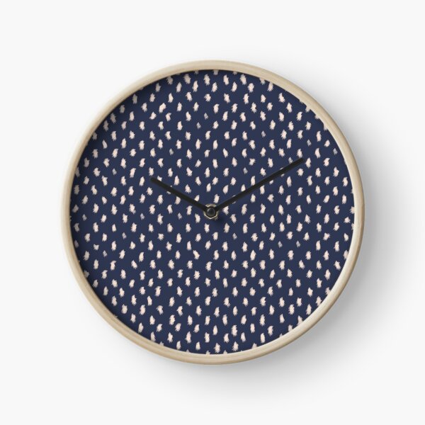 Blue Scandinavian hand drawn dots pattern Clock