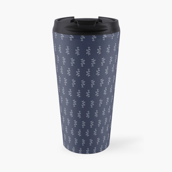 Blue Scandinavian hand drawn vine pattern  Travel Coffee Mug