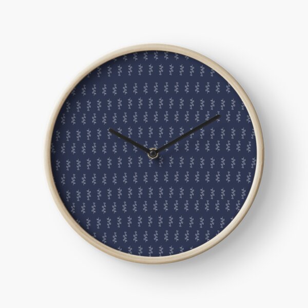 Blue Scandinavian hand drawn vine pattern Clock