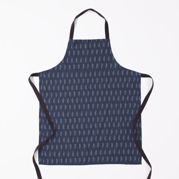 Blue Scandinavian hand drawn vine pattern Apron