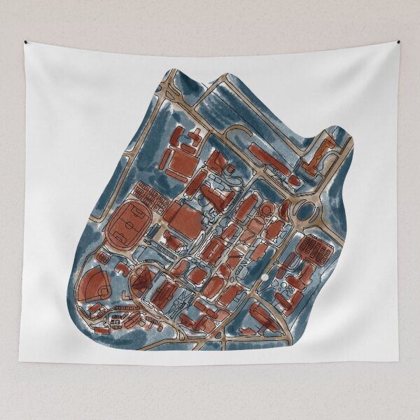 Item preview, lazy map of american university campus: navy blue and red designed and sold by claire k.