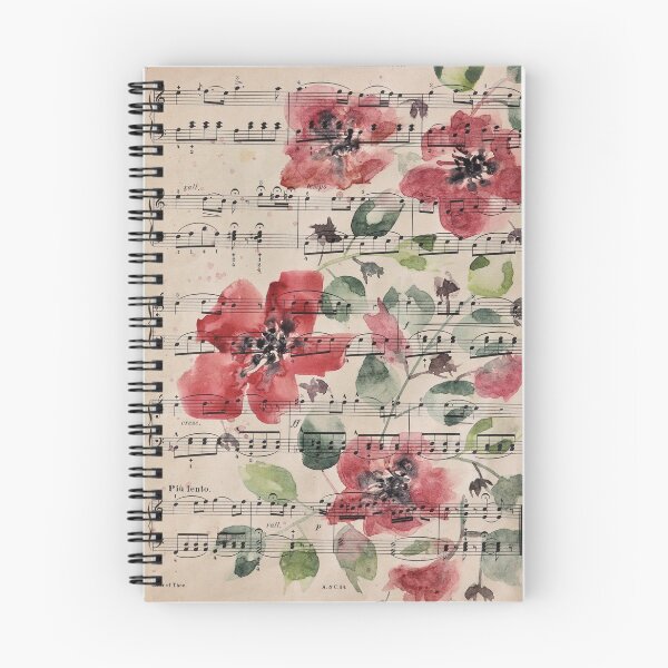 Item preview, Vintage Red Flowers Music Sheet designed and sold by Karlena Lewin Studio.