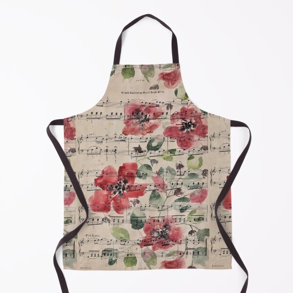 Item preview, Vintage Red Flowers Music Sheet designed and sold by Karlena Lewin Studio.