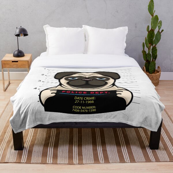 PUG DOG- POLICE DET Throw Blanket