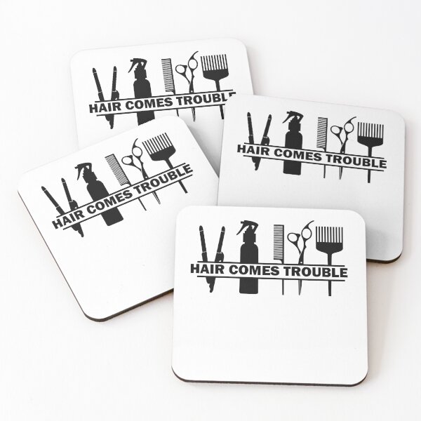 Item preview,  Hair Comes Trouble Hairdressing / Barbering Pun ( Black ) designed and sold by RomeoSketches.