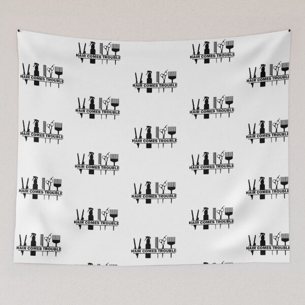 Item preview,  Hair Comes Trouble Hairdressing / Barbering Pun ( Black ) designed and sold by RomeoSketches.